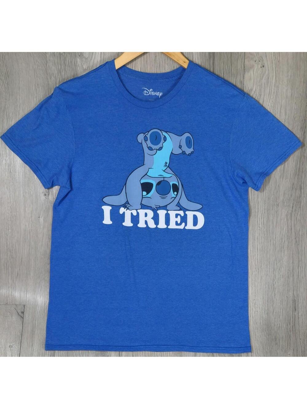 Disney Stitch Shirt Mens Medium Blue, I Tried Lilo & Stitch T-Shirt, Movie#12